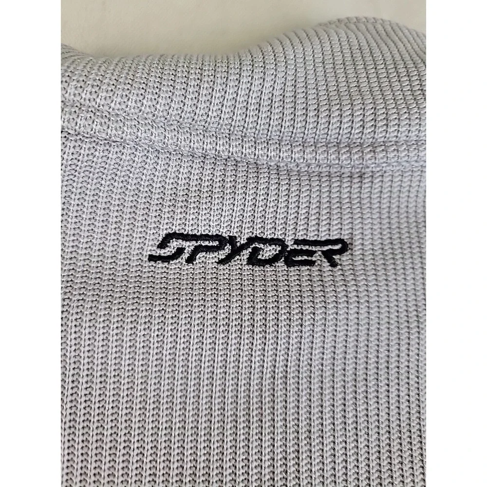 Spyder Core Sweater Pullover Mens Medium Grey Black 1/4 Zip Athletic Mock Neck